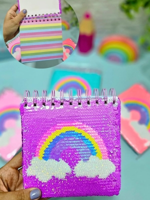 Bloco de anotações com lantejoulas Arco Iris - Arco Iris